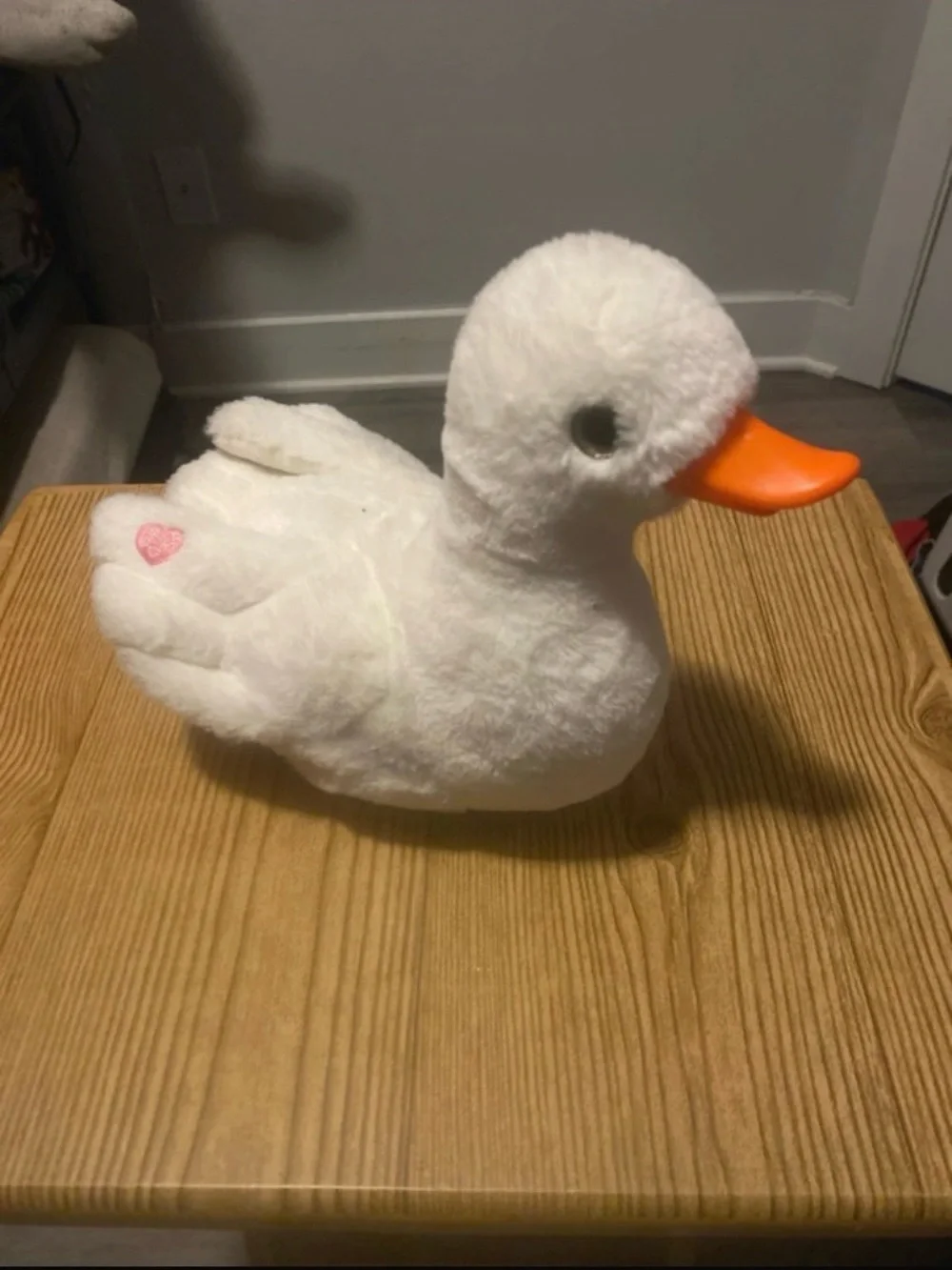 Soft White Duck Plush Toy with Orange Beak for Small Pets